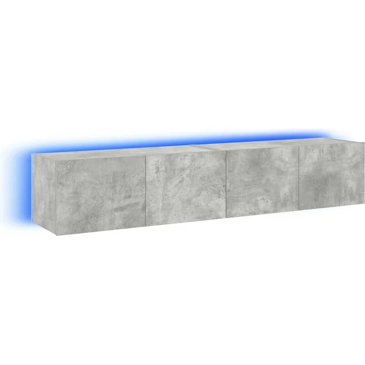 2 pcs TV-Wandschrank, TV Hängeboard mit LED-Leuchten. Betongrau 80x35x31 cm – Bild 2