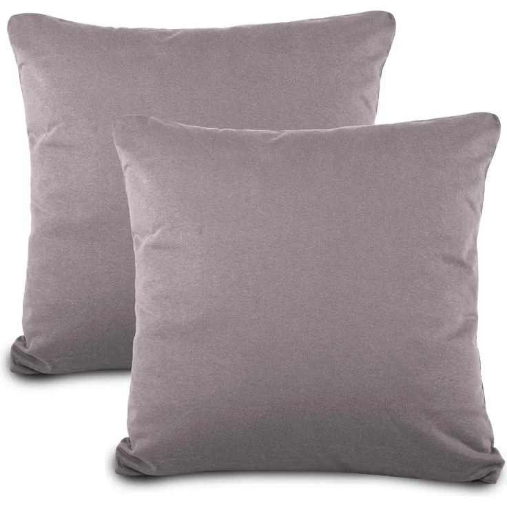 aqua-textil Classic Line Baumwoll Kissenbezug 2er-Set 50x80 dunkelgrau Kissen Bezug Reißverschluss Jersey Kissenhülle