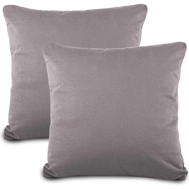 aqua-textil Classic Line Baumwoll Kissenbezug 2er-Set 50x80 dunkelgrau Kissen Bezug Reißverschluss Jersey Kissenhülle – Bild 1