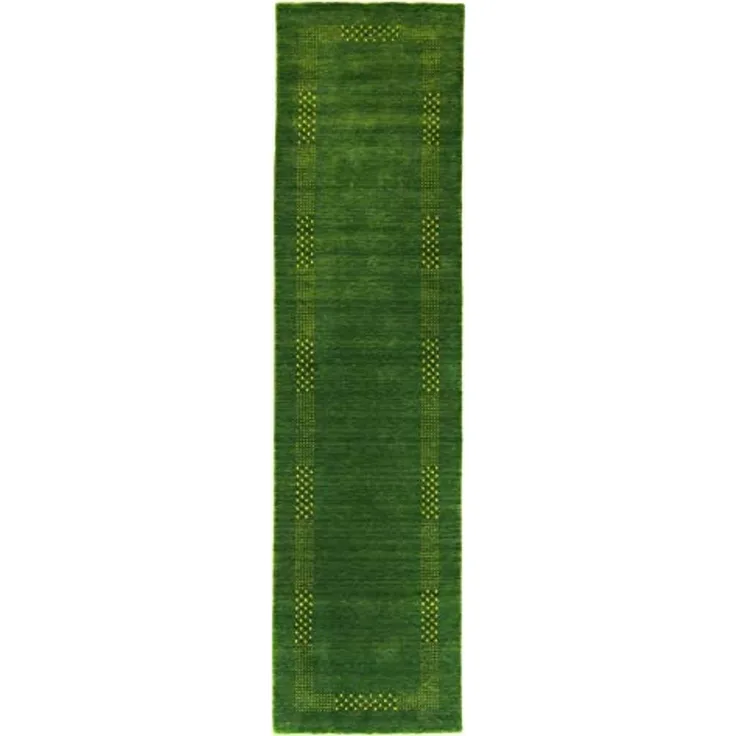 Gabbeh Teppich - Loribaft Indus »Nova« 300 x 80 cm - grün - läufer