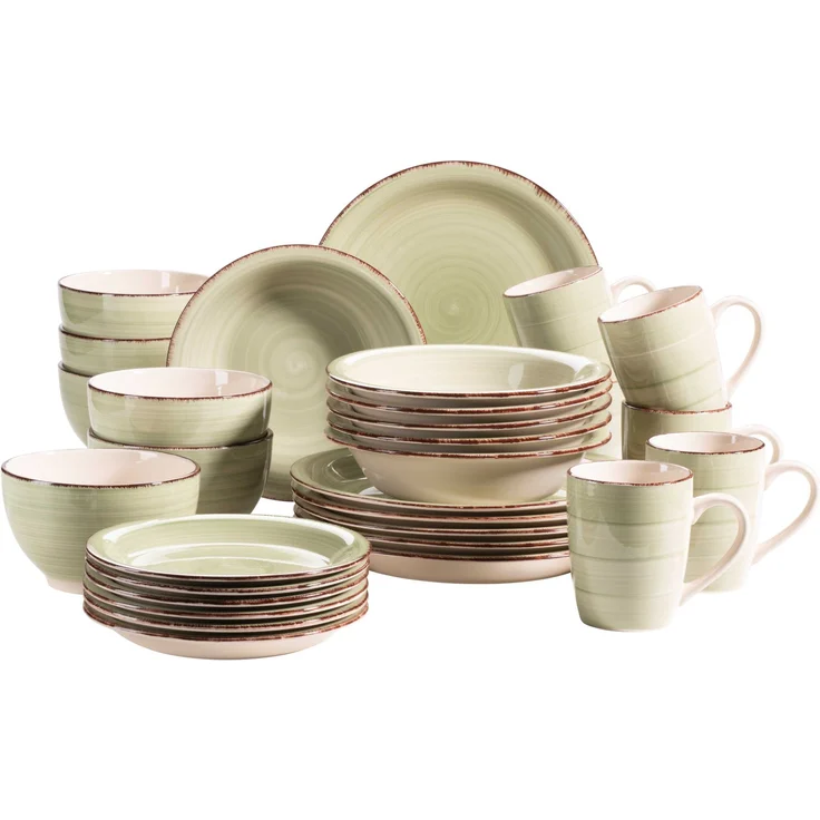Mäser 931616 Kombiservice Lumaca für 6 Personen, Steingut, grün (1 Set, 30-teilig) – Bild 1