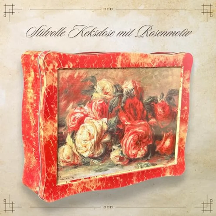 MediMuc Keksdose nostalgische Keksdose, Rosendose, Rosengemälde des Malers Renoir – Bild 3