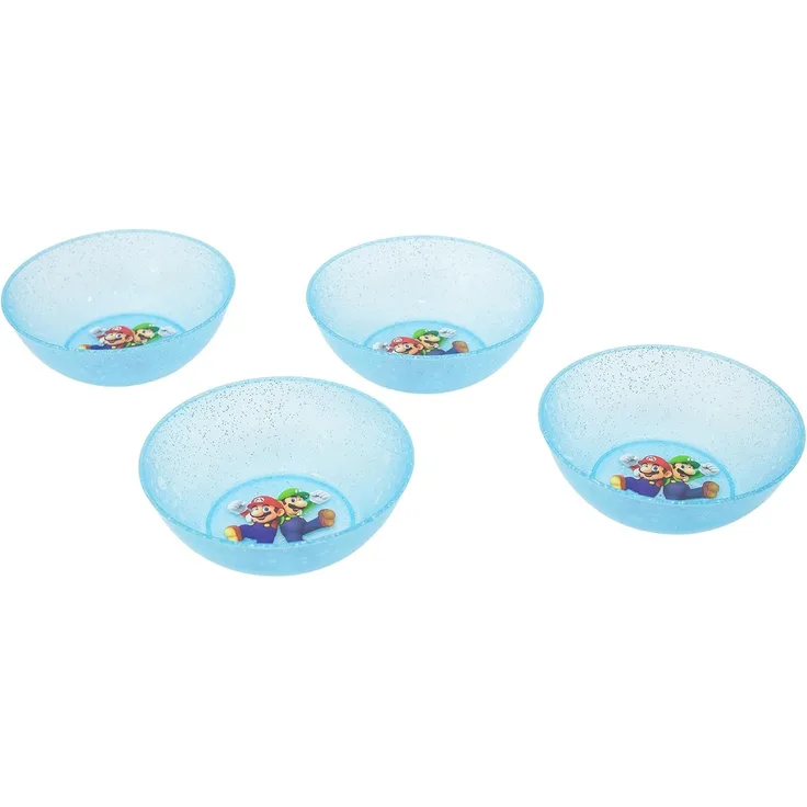 Super Mario Brotschale Set 4 teilig Polypropylen für Zuhause Kindergarten und Ausflug, (Spar-Set, 4-tlg)