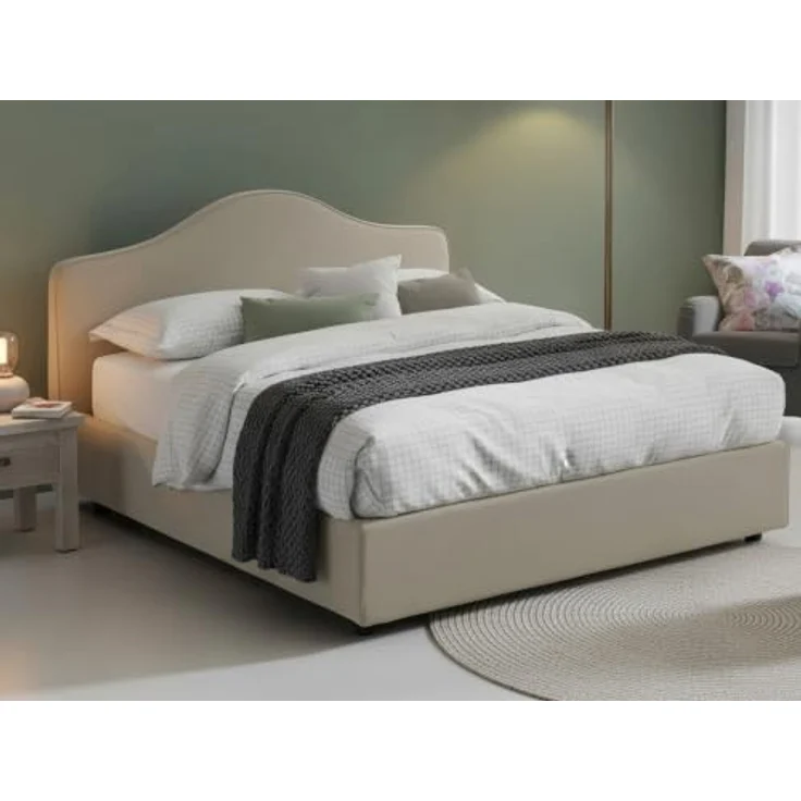 Talamo Italia - Isotta-Doppelbett, Bettkasten mit Stoffbezug, 100 % Made in Italy, Öffnung vorne, geeignet für Matratze 160 x 200 cm, taubengrau – Bild 5