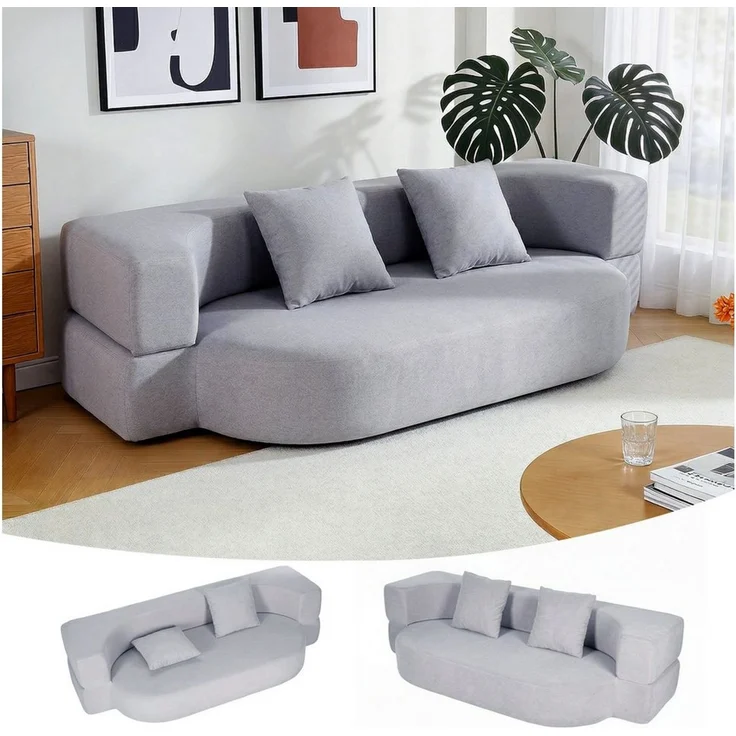 oyajia Schlafsofa Klappbares Knochenloses Schlafsofa mit 2 Kissen, 1 Teile, Bodensofa Bed mit Pillow Back Support Armrest - Schlafsofa Klappbar – Bild 5