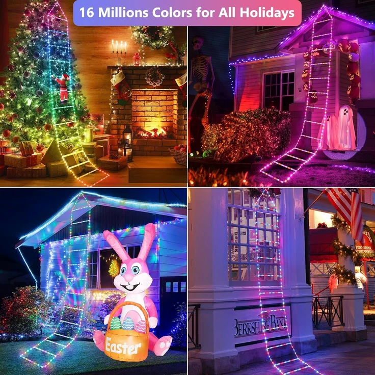 ABC Weihnachts-Lichterleiter mit Weihnachtsmann, 3 m, trapezförmige Lichterkette – Bild 5