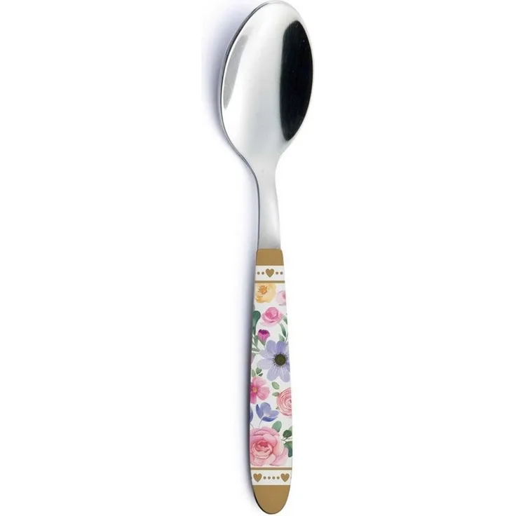 EasyLife Kaffeelöffel Mon Amour, Spülmaschinengeeignet, Mehrfarbig, Motiv: Herzen & Blumen