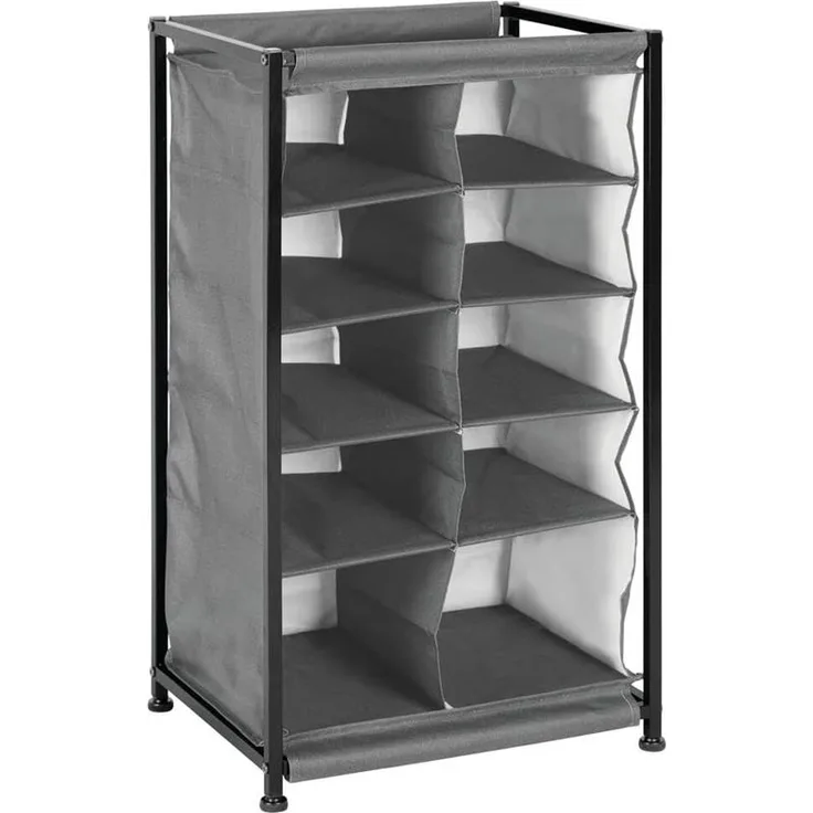 Schuhregal 10 Fächer Stoffregal Metallrahmen Schuhschrank anthrazit 78cm mdesign