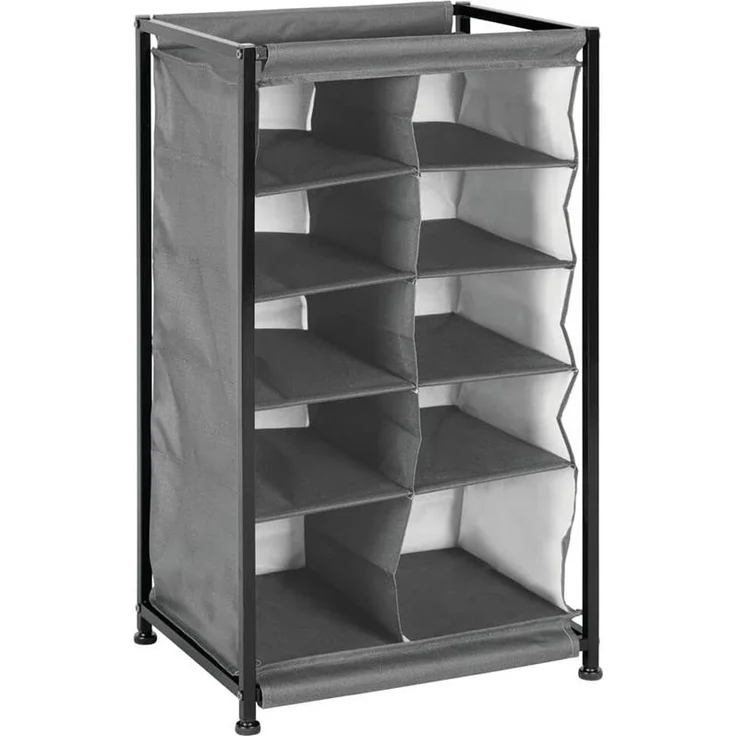 Schuhregal 10 Fächer Stoffregal Metallrahmen Schuhschrank anthrazit 78cm mdesign – Bild 1