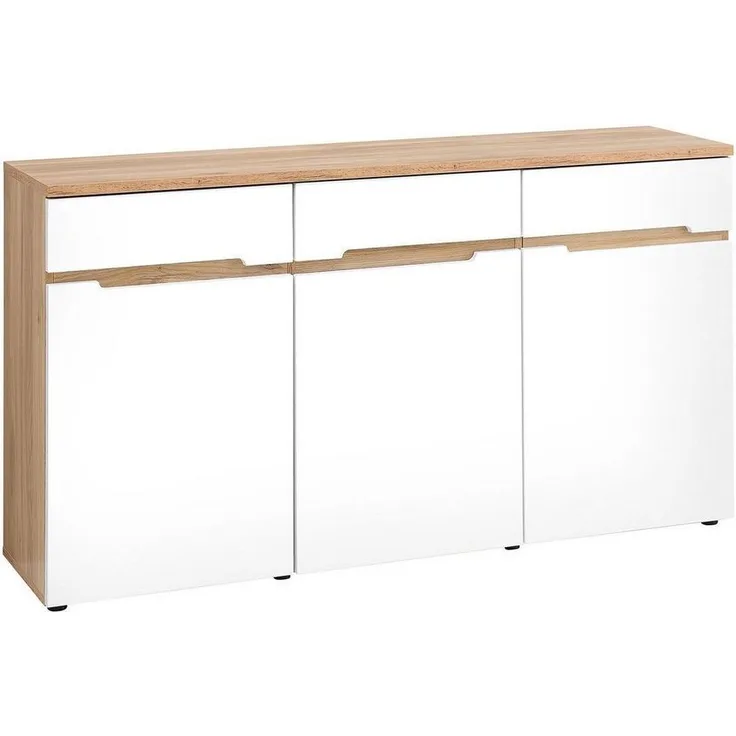 Kommode vito Clyde, Holzwerkstoff, Weiß, Holzfarben, 150 x 82 x 38 cm