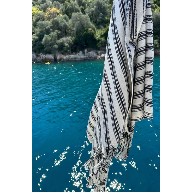 Mijolnir 'Helen - Black' Fouta (Strandtuch), Schwarz, 90 x 160 cm – Bild 1