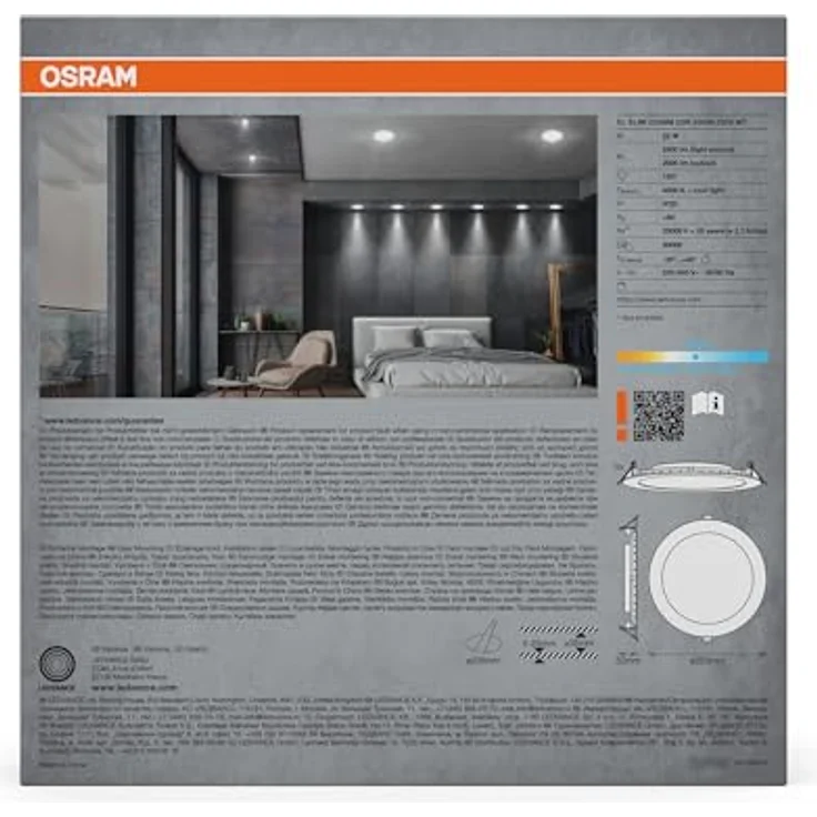 Osram Essential LED Einbaustrahler Slim 225mm 22W Weiß, 3er Set Downlight 2000lm kaltweiß 4000K, Deckenspot IP20 – Bild 4