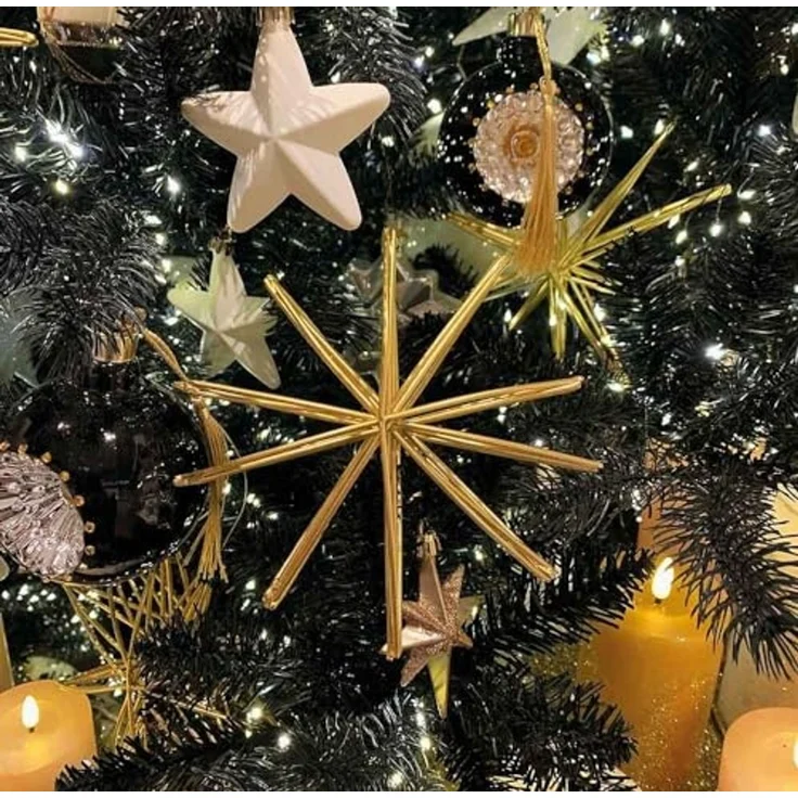 Christbaumschmuck Stern Gold Metall Christbaumanhänger 3D Strohstern Weihnachten – Bild 4