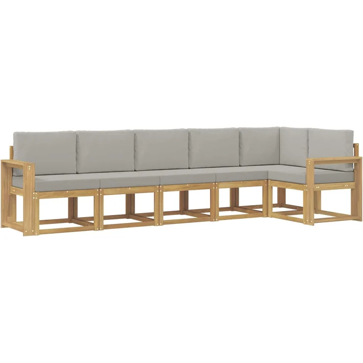 vidaXL Outdoor-Sofagarnitur 6 stk. Weiß und Hellgrau 3387705 – Bild 2