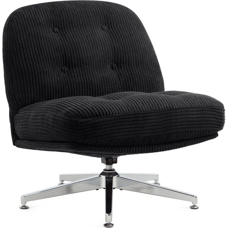 IWMH Bürostuhl Dick Schreibtischstuhl Ohne Rollen, Cordstoff Drehstuhl ohne Armlehnen (Lesesessel mit 15cm dickem Sitzkissen), Gepolsterter Stuhl für Schlafzimmer Wohnzimmer Schminktisch – Bild 1