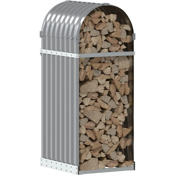 vidaXL Kaminholzunterstand Hellgrau 40x45x100 cm Verzinkter Stahl 364547 – Bild 2
