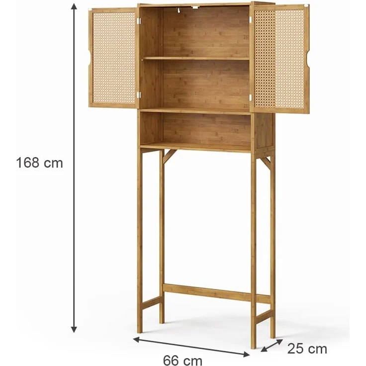 Waschmaschinenschrank Liora Bambus 66 x 168 cm mit 2 Türen Vicco – Bild 3