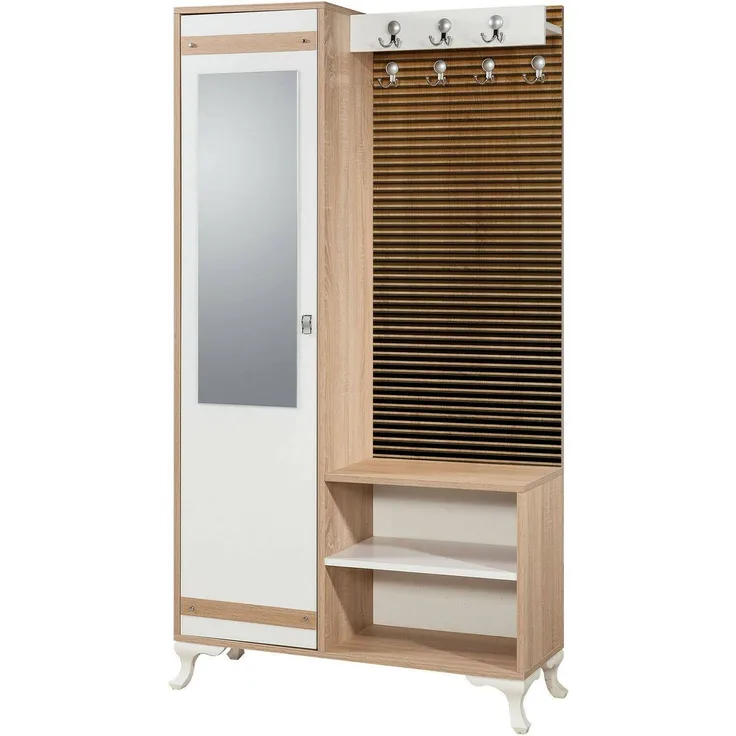 Dmora Eingangsmöbel Sugilite, Moderner Eingang, Wandgarderobe, Multifunktions-Aufbewahrungskonsole, 100x36h190 cm, Eiche