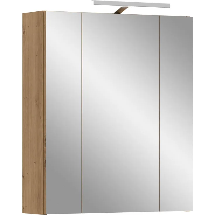 Spiegelschrank inkl. Beleuchtung (B/H/T: 60x70x18 cm) in Artisan Oak Nachbildung und Artisan Oak Nachbildung