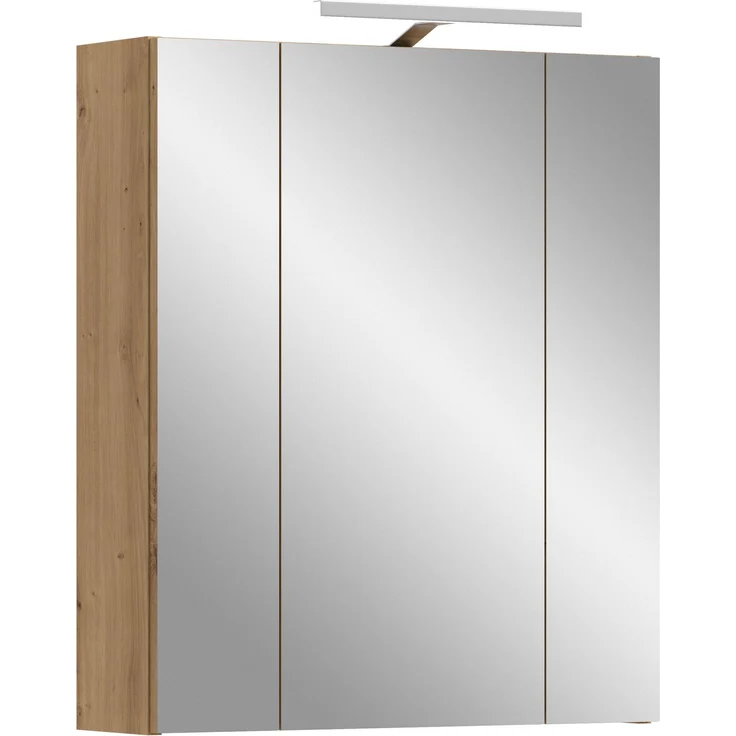 Spiegelschrank inkl. Beleuchtung (B/H/T: 60x70x18 cm) in Artisan Oak Nachbildung und Artisan Oak Nachbildung – Bild 1