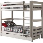 Vipack 'Pino' hohes Etagenbett 90x200 cm, weiß, Kiefer massiv, inkl. Bettschubladen