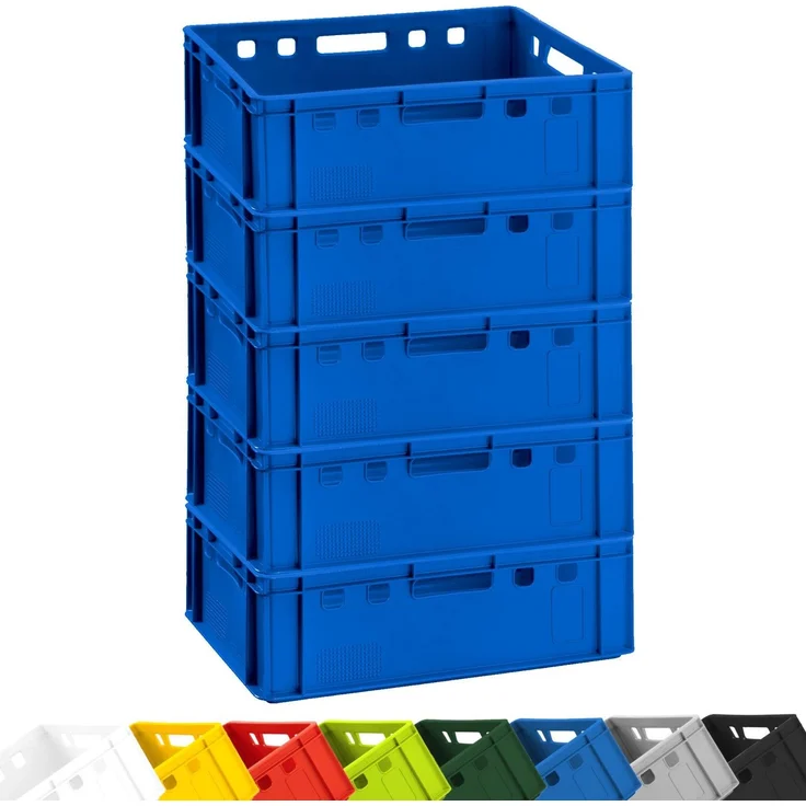 5x Fleischkiste E2 Fleischerkiste Eurobox 60x40x20cm lebensmittelecht, robust, stapelbar | Lagerkisten, Stapelkisten, Metzgerkiste Made in Germany – Bild 1