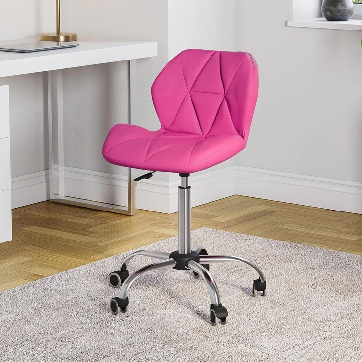 Vida Designs Geo Büro Computer Sessel Gaming Sekretär Einstellbar Drehbar Standfüße Hebel Chrom PU Kunstleder Pink – Bild 1
