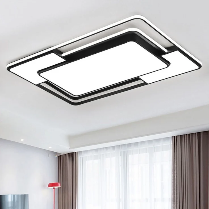 style home LED Deckenleuchte Deckenlampe Rechteckige Bürolampe, dimmbar mit Fernbedienung, 150W, LED fest integriert, einstellbar von warmweiß bis kaltweiß, Moderne Lampe für Wohnzimmer Schlafzimmer, 90x60x6cm – Bild 5