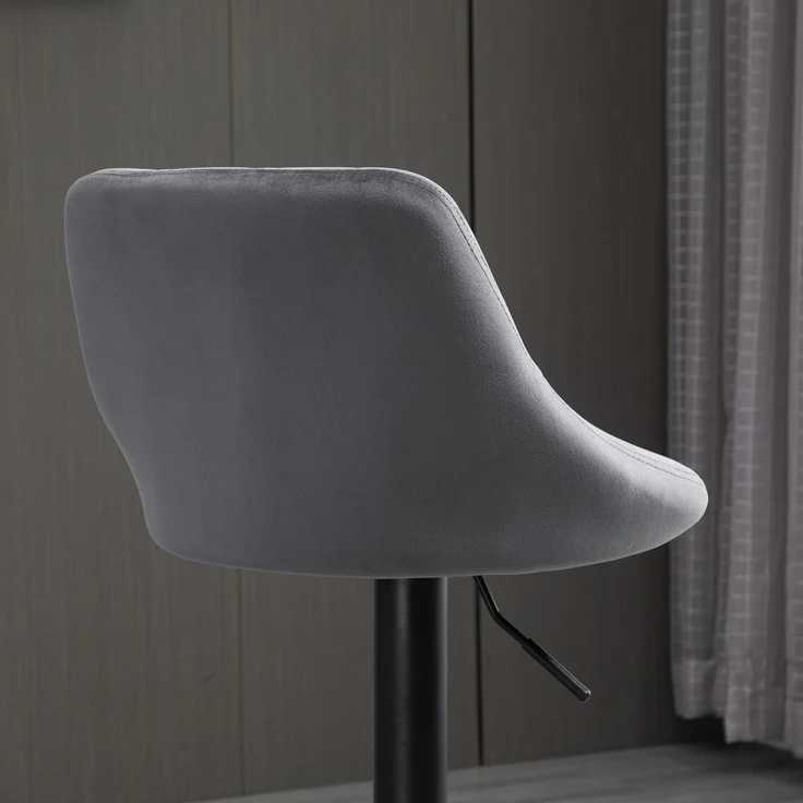 2er-Set Barhocker, höhenverstellbare Barstuhl mit Lehne, Samtoptik, Metallgestell, Fußstütze, drehbare, Dunkelgrau--Dunkelgrau--104x46x48cm--YOUDENOVA – Bild 9