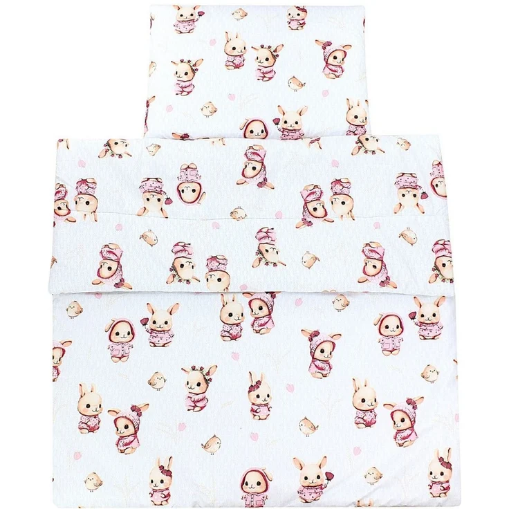 TupTam Kinderbettdecke-Set, Ganzjahresdecke, 2tlg., 1x Bettdecke, 1x Flachkissen, Kaninchen/ Rosa, 135x100 cm – Bild 4
