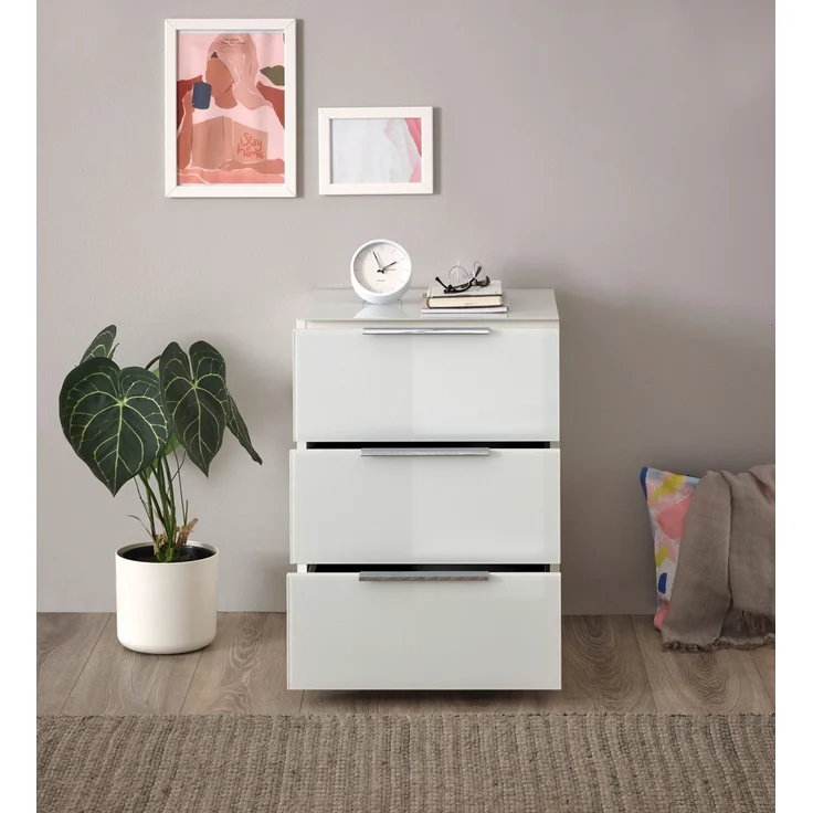 Nachtkommode >Sean< in weiß, - 45x61x40 cm (BxHxT) – Bild 9