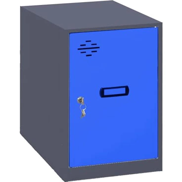 Simon Rack Simonlocker Kommode, klein, 475 x 300 x 500 mm, Amario aus Metall, mit Schlüssel, Anthrazit/Blau – Bild 2