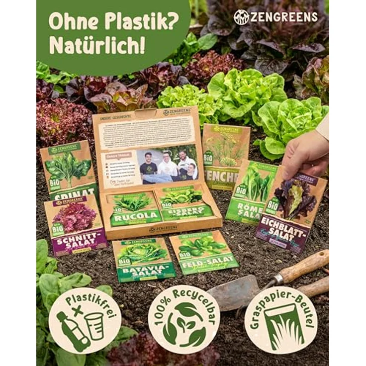 ZenGreens® - Bio Salatgemüsesamen im 10er Set - 10 Salat Gemüse Samen für den einfachen Anbau im Garten, Balkon oder Hochbeet - Pflanzensamen - Saatgut – Bild 5