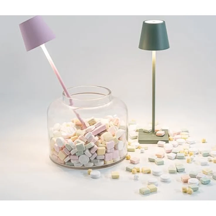 Zafferano, Poldina Micro Lampe, Kabellose, Wiederaufladbare Tischlampe mit Touch Control, Geeignet für Wohnzimmer und Außenbereich, Dimmer, 2200-3000 K, Höhe 27,5 cm, Farbe Salbeigrün – Bild 3