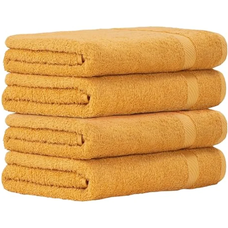 Luckytowel Duschtuch Set 70x140 cm, Oeko-TEX Handtücher aus 100% Baumwolle, 600 g/m², flauschig & saugstark, 4er Pack Gold – Bild 1