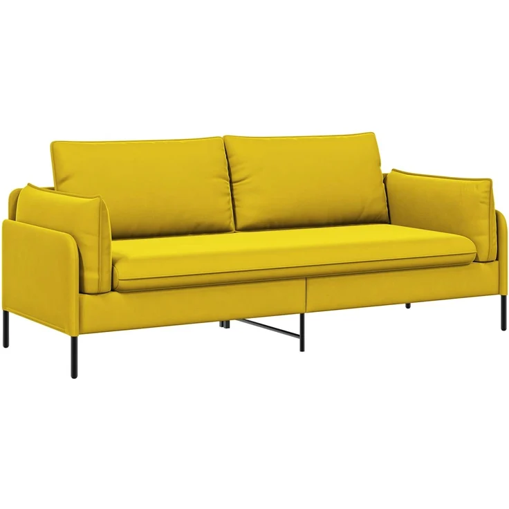vidaXL 3-Sitzer-Sofa 3-Sitzer Gelb 222 x 81 x 89 cm Samt 42048649 – Bild 2