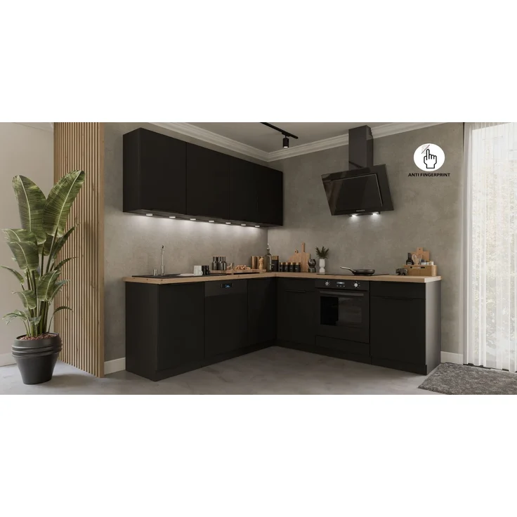 Winkelküche ARIA K-BL ECKE 1 - 215 x 220 + 120 cm Anti Fingerprint Küchenzeile Küchenblock Singleküche Einbauküche Küche Eckküche – Bild 3