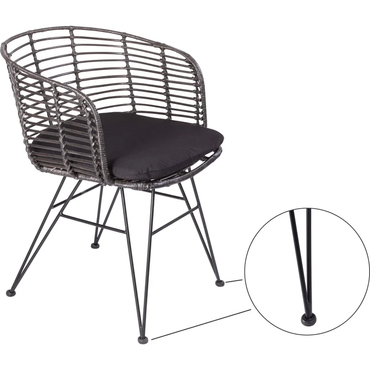 Esszimmerstuhl Rattanstuhl Farbe anthrazit inkl. Sitzkissen NAIROBI 80553351 – Bild 3