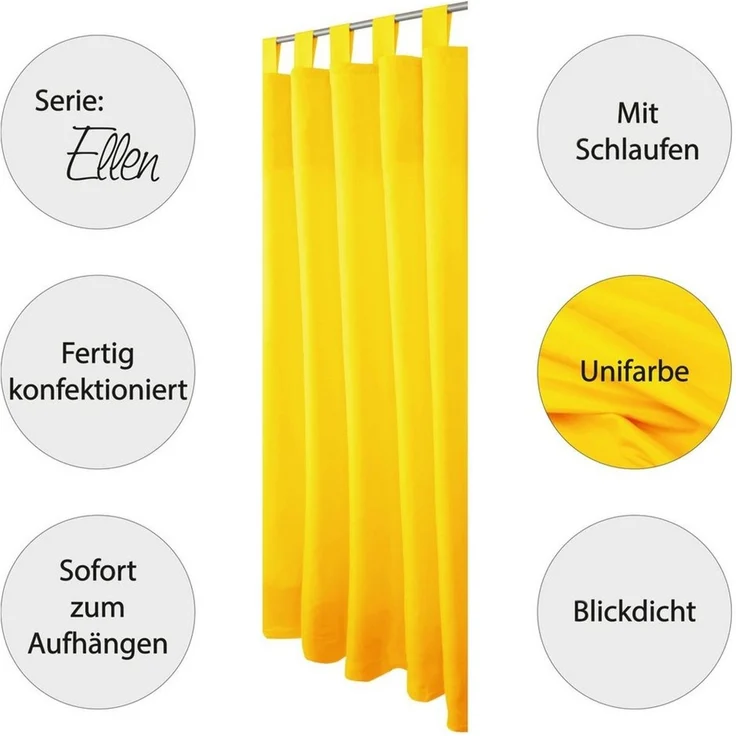 Bestlivings Gardine "Ellen" mit Schlaufen (2 St), Schlaufe, blickdicht, Polyester, einfarbig, modern, waschbar bei 30°C – Bild 2