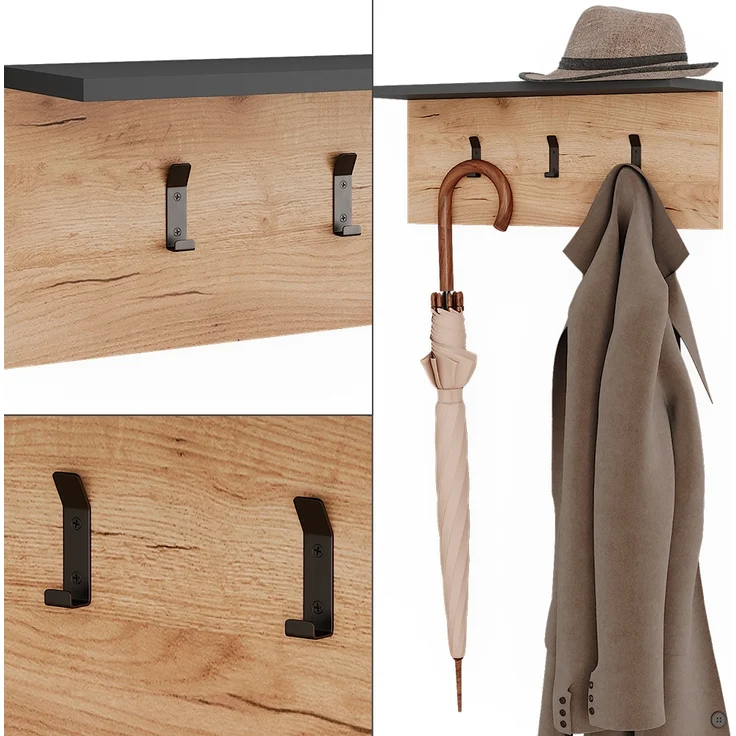 Garderobe mit Hutablage Orlando Anthrazit/Goldkraft Eiche 60 x 21.6 cm Vicco – Bild 5