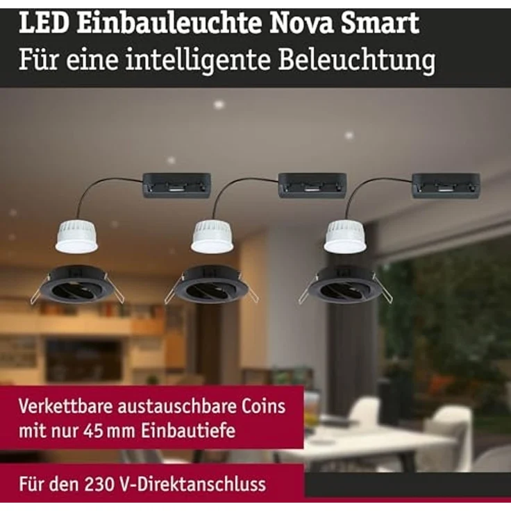 Paulmann 92437 LED Einbauleuchte Nova Coin 3er-Set Zigbee RGBW Schwarz matt – Bild 3