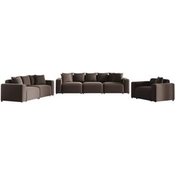 Sofaset Designersofas MEGAN 3-2-1 in Stoff Salvador Braun – Bild 6