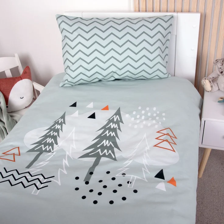 Herding Renforce Kinder Bettwäsche Nordic Forest mint Wendemotiv Wald 100x135 cm – Bild 2