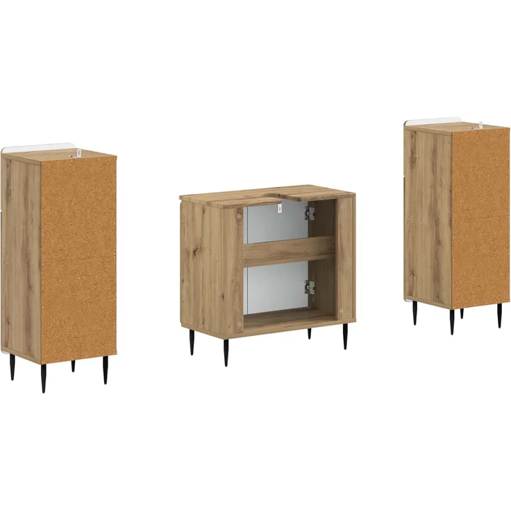 vidaXL 3-teiliges Badezimmer-Schranksystem HAARLEM Artisan-Eiche 3418025 – Bild 5
