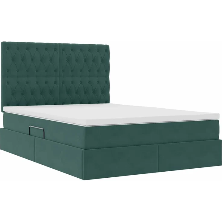 vidaXL Aufbewahrungsbett mit Matratze Dunkelgrün 140 x 200 cm Samt 3372096 – Bild 5