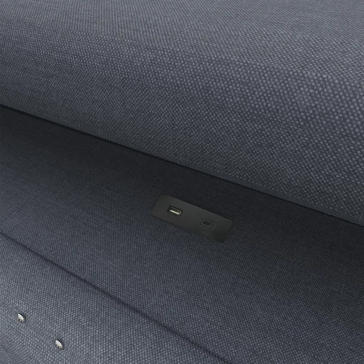 Schlafsofa mit LED-Beleuchtung und Aufbewahrung, Polsterbett mit Lattenrost, 90x200 cm, Einzelbett, Jugendbett, Leinen – Bild 10