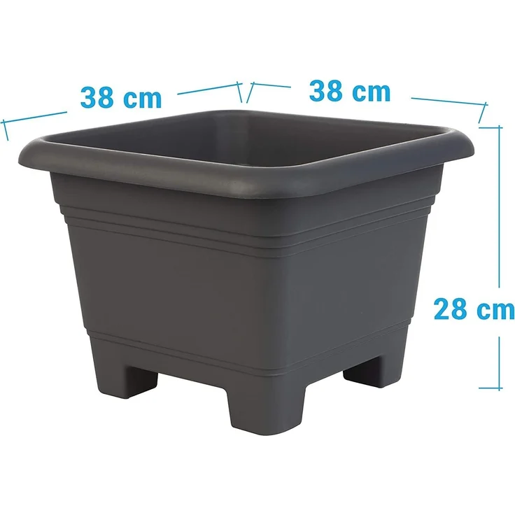 2friends Pflanzkübel 4er Set - Eckiger Blumentopf groß draußen in Anthrazit, Wetterfest & Frostsicher für Garten & Terrasse – Bild 2