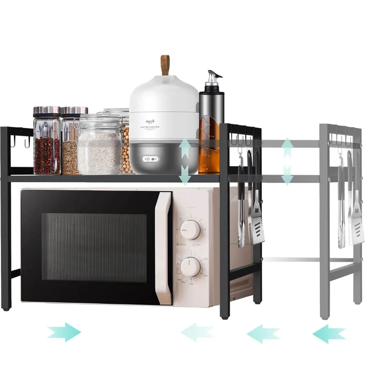 DanDiBo Verstellbares Mikrowellenregal 2 Stufig 40-64 cm Mikrowellen Regal 96613 Stehend Mikrowellenständer Küchenregal – Bild 1