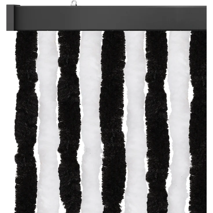 Flauschvorhang 140x220 Unistreifen schwarz - weiß – Bild 1
