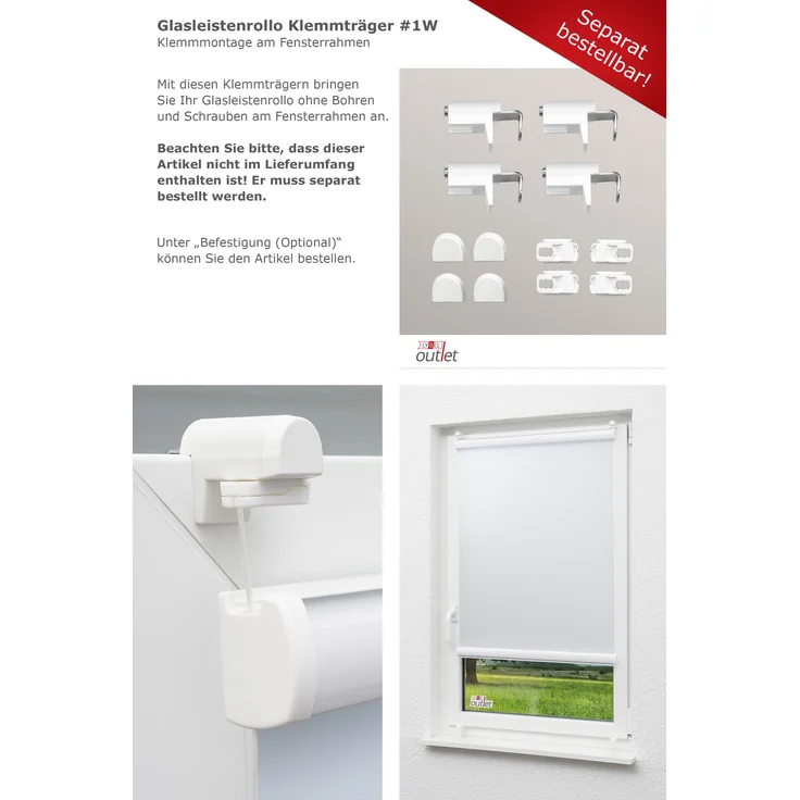 Lysel Outlet Glasleistenrollo verspannt abdunkelnd, (B x H) 65cm x 175cm in weiß/reinweiß – Bild 9